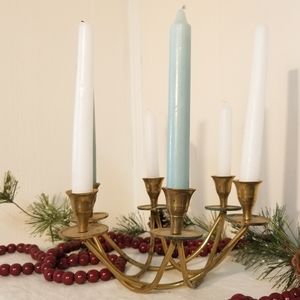 Vintage Mid Century Brass Candelabra Star Shaped